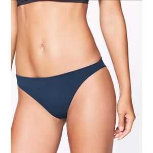 Lululemon Uncharted Waters Navy Blue Reversible Black Bikini Bottoms Size Small